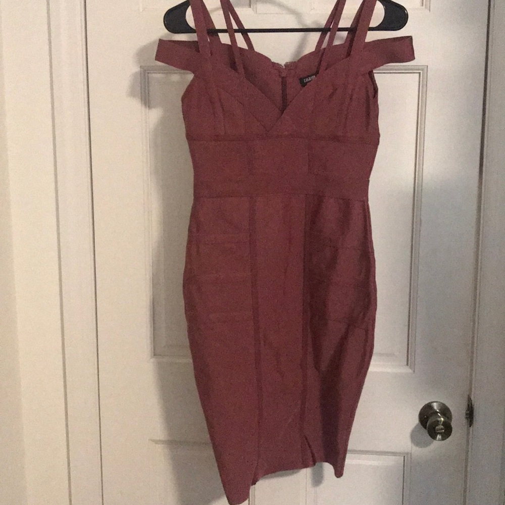 Merlot Sexy plunge off the shoulder dress